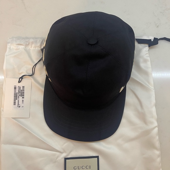 Gucci Unisex Black Canvas Baseball Hat with "Loved" Embroidery Size L - Picture 4 of 8